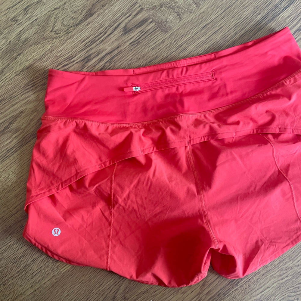 Lululemon Speed Up Mid-Rise Lined Short 4" - Pink/Red - Size 10